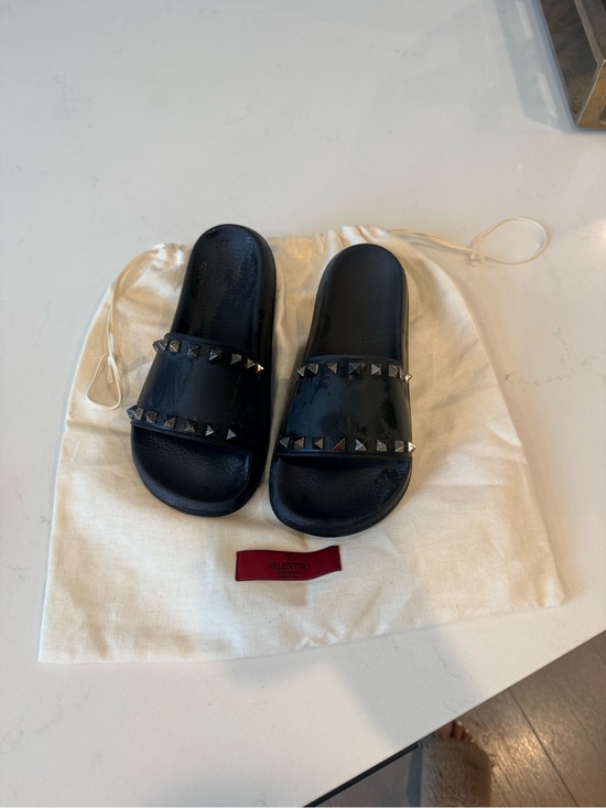 Valentino Garavani Shoes - Valentino Garavani Black Studded Slide Sandals